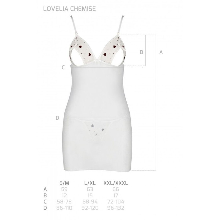 Сорочка с вырезами на груди, стринги Passion LOVELIA CHEMISE S/M, white