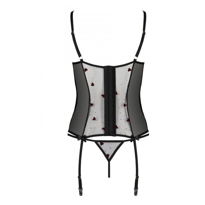 Корсет с подвязками, стринги Passion LOVELIA CORSET XXL/XXXL, black