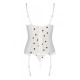 Корсет з підв'язками, стрінги Passion LOVELIA CORSET S/M, white