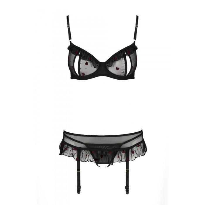 Сексуальный комплект с поясом для чулок Passion LOVELIA SET S/M, black