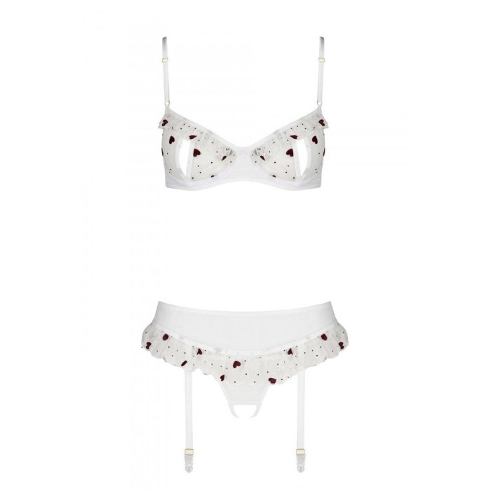 Сексуальный комплект с поясом для чулок Passion LOVELIA SET L/XL, white