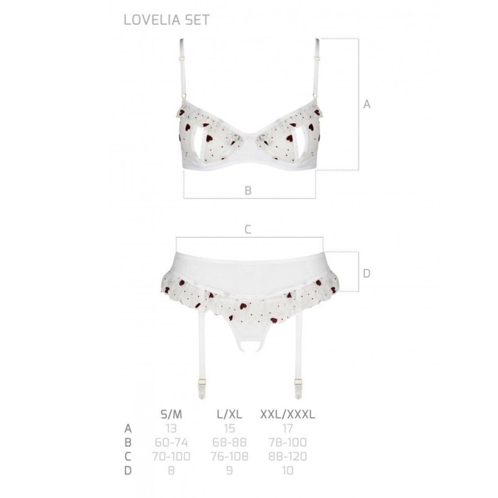 Сексуальный комплект с поясом для чулок Passion LOVELIA SET L/XL, white