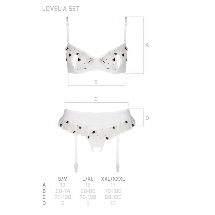 Сексуальный комплект с поясом для чулок Passion LOVELIA SET S/M, white
