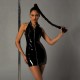 Лаковое платье на молнии с открытыми плечами One Size Black