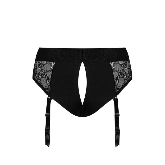 Кружевные трусы для страпона с подвязками для чулок Strap-On-Me DIVA HARNESS - S
