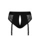 Кружевные трусы для страпона с подвязками для чулок Strap-On-Me DIVA HARNESS - S