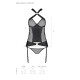 Сетчатый комплект корсет с халтером, съемные подвязки и трусики Passion AMANDA CORSET S/M, black