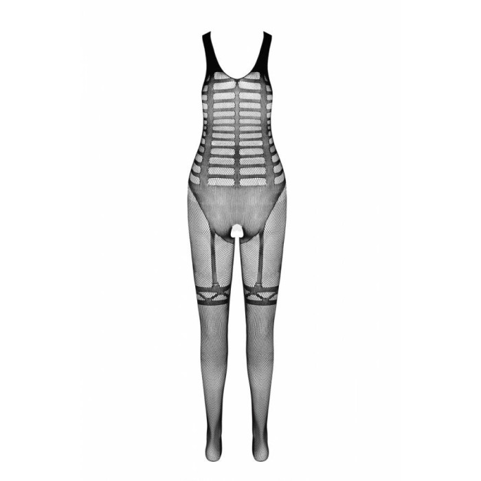 Сетчатый черный бодистокинг-боди с симметричным рисунком Casmir CA005