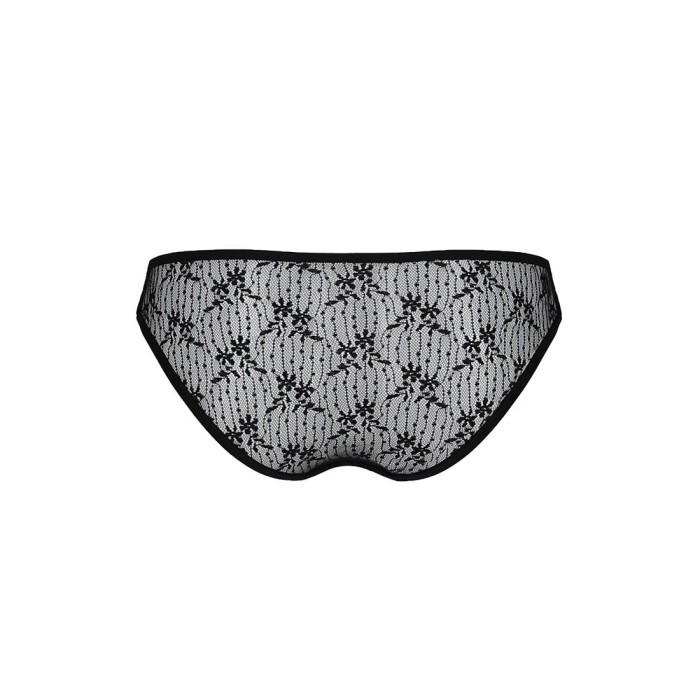 Трусики-сліпи з мереживною сіточкою Passion DINA THONG L/XL, black