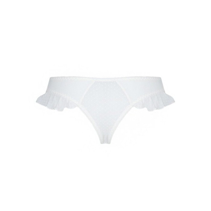 Трусики в горошек, с рюшами и шнуровкой Passion FATIN THONG L/XL, white