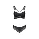 Комплект из эко-кожи с кружевом Passion LOONA SET S/M, black, бра и трусики