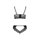 Комплект из эко-кожи с кружевом Passion LOONA SET S/M, black, бра и трусики