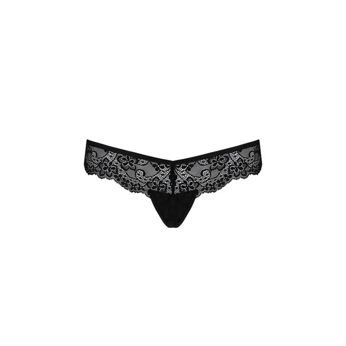 Кружевные трусики-танга с атласным бантиком Passion NAJA THONG XXL/XXXL, black