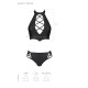 Комплект из эко-кожи Passion NANACY BIKINI XXL/XXXL, black, бра и трусики с имитацией шнуровки