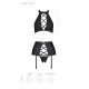Комплект из эко-кожи с имитацией шнуровки Passion NANCY SET S/M black, топ, трусики, пояс для чулок