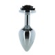 Металлическая анальная пробка Lux Active с розой - Rose Anal Plug - Black, вибропуля в подарок