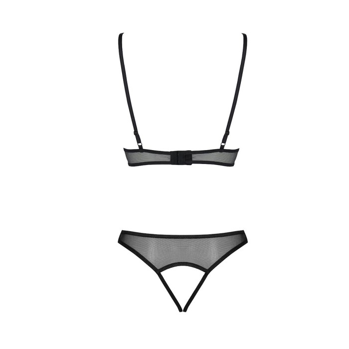 Комплект браллет с ажурным лифом и открытыми трусиками Passion CHRISTA SET Open Bra 2XL/3XL black