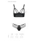 Комплект из эко-кожи с люверсами и ремешками Passion MALWIA BIKINI S/M, black, бра и трусики