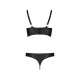 Комплект з екошкіри з люверсами та ремінцями Passion MALWIA BIKINI XXL/XXXL, black, бра та трусики