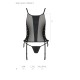 Сетчатый корсет с люверсами и съемными пажами Passion MALWIA CORSET 2XL/3XL black, эко-кожа, стринги