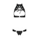 Комплект, открытый топ и трусики из эко-кожи с люверсами Passion MALWIA SET with Open Bra L/XL black