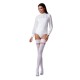 Чулки Passion ST121 3/4 white, на ажурной силиконовой резинке, с цветочным орнаментом и вертикальным