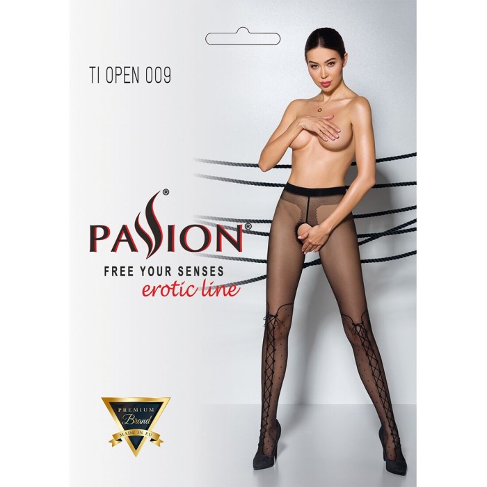 Колготки с открытым доступом, имитация ботфорт Passion TIOPEN 009 3/4 (20 den), black