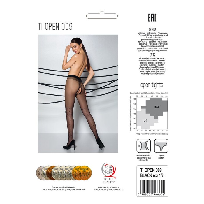 Колготки с открытым доступом, имитация ботфорт Passion TIOPEN 009 3/4 (20 den), black