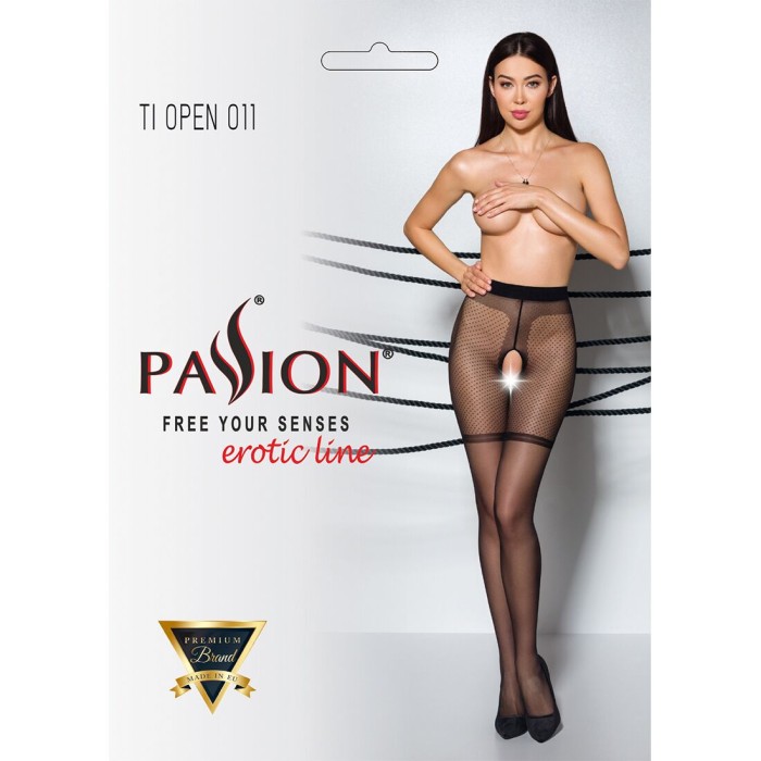 Колготки с открытым доступом, с контрастными шортиками Passion TIOPEN 011 1/2 (20 den), black