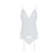 Корсет с пажами, трусики с ажурным декором и открытым шагом Passion URSULA CORSET L/XL, white