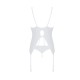 Корсет с пажами, трусики с ажурным декором и открытым шагом Passion URSULA CORSET L/XL, white