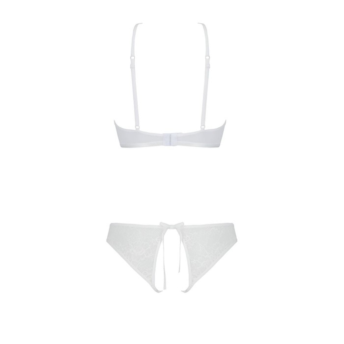 Комплект із бра, трусиків з ажурним декором та відкритим кроком Passion URSULA SET XXL/XXXL, white