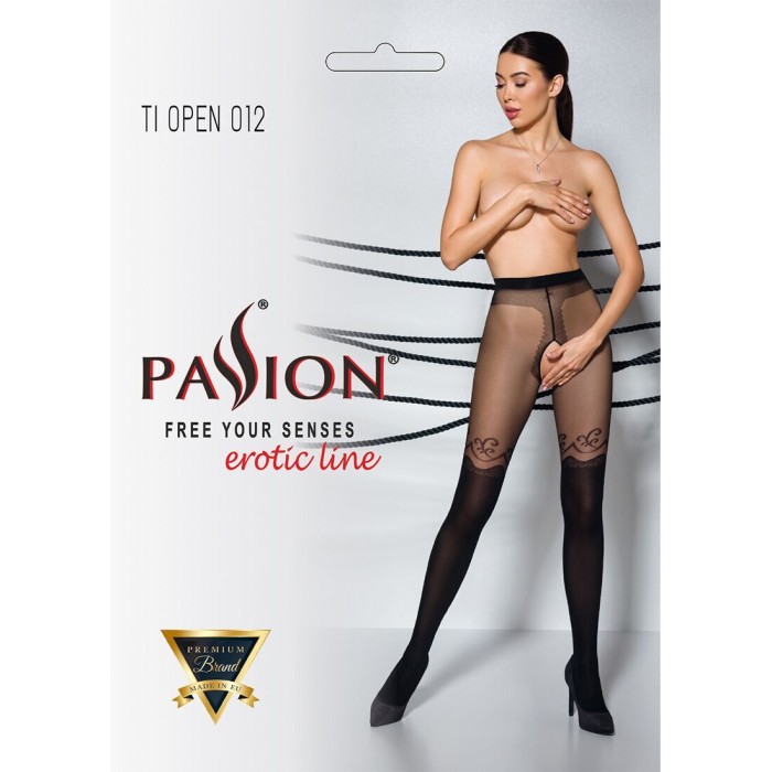 Колготки с открытым доступом, двойная плотность Passion TIOPEN 012 5 (20/40 den), black (мятая упаковка!!!)