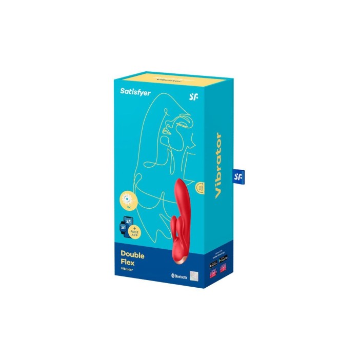 Смарт вибратор кролик с двойным отростком Satisfyer Double Flex Red