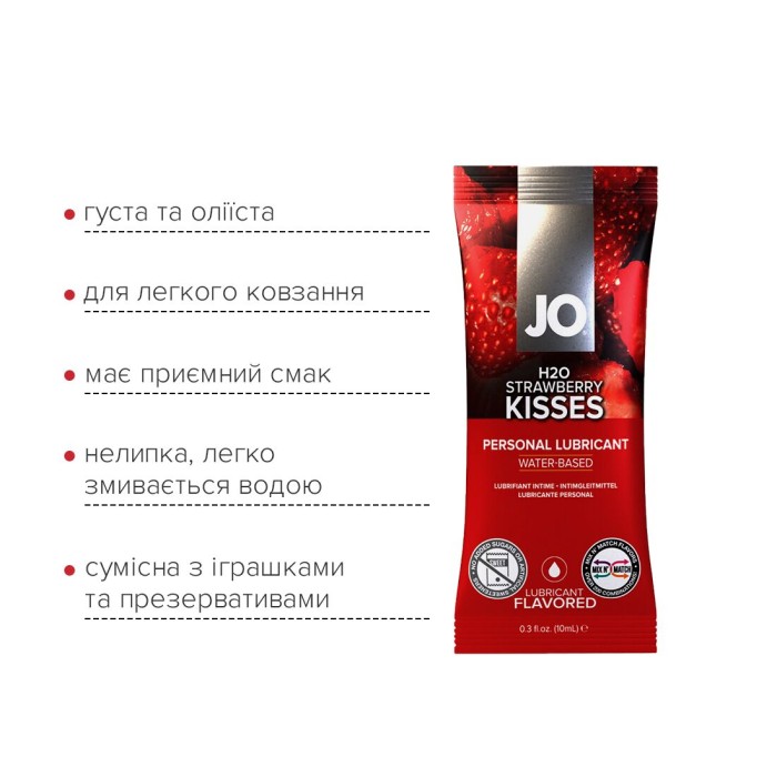 Набор лубрикантов Foil Display Box – JO H2O Lubricant – Strawberry – 12 x 10ml