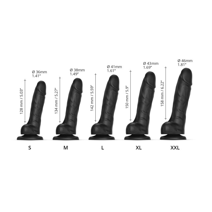 Реалистичный фаллоимитатор Strap-On-Me Sliding Skin Realistic Dildo Black S, эффект подвижной кожи