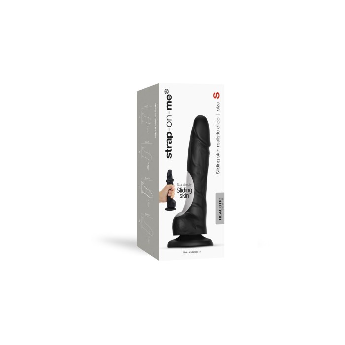 Реалистичный фаллоимитатор Strap-On-Me Sliding Skin Realistic Dildo Black S, эффект подвижной кожи