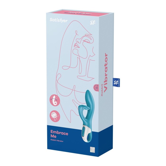 Вибратор кролик с тройным отростком Satisfyer Embrace me Turquoise, 2 мотора, диаметр 3,6 см