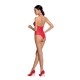 Бодистокинг с декольте Passion BS088 red, имитация корсетной шнуровки