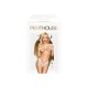 Трусики-тонг Penthouse Dangerous Darling S/M White, мереживо, висока посадка, виріз спереду, бантик