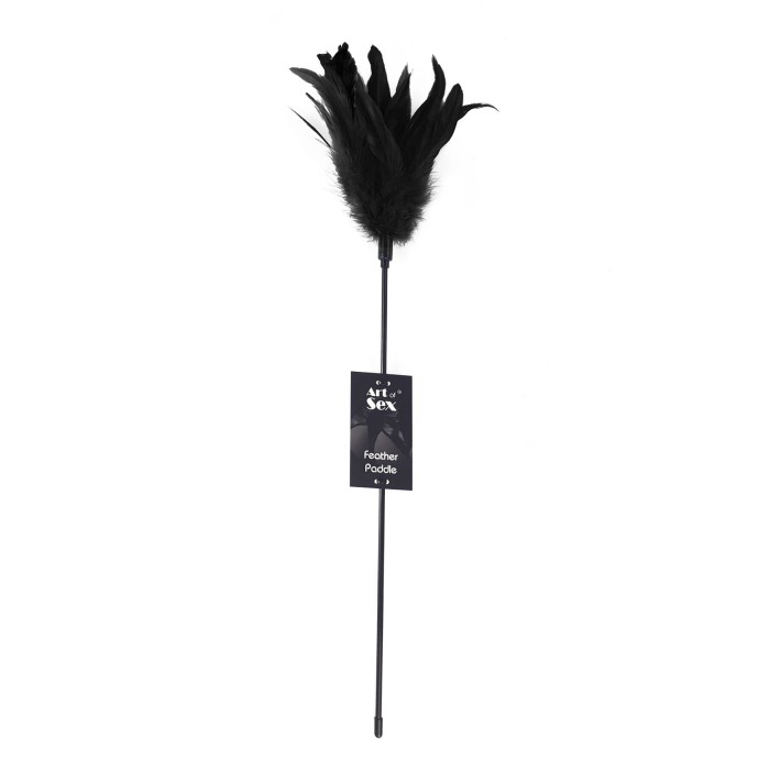 Щекоталка с пером петуха Art of Sex – Feather Paddle, черная