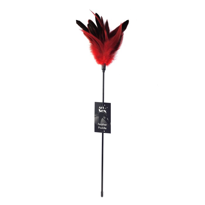Щекоталка с пером петуха Art of Sex – Feather Paddle, красная
