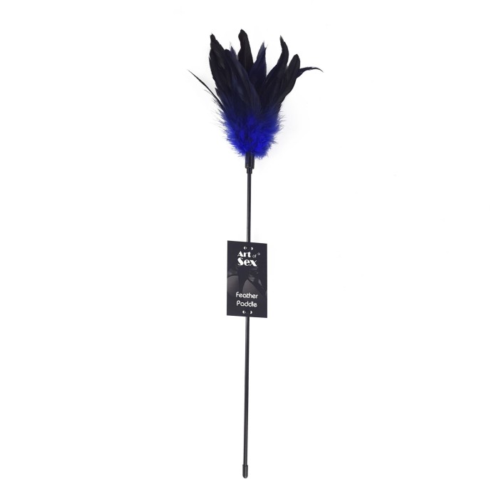 Щекоталка с пером петуха Art of Sex – Feather Paddle, синяя