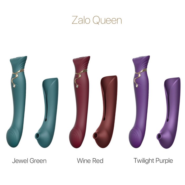 Смартвибратор 3в1 Zalo — Queen Set Wine Red, пульсирующая жемчужина и вакуум, кристалл Swarovski