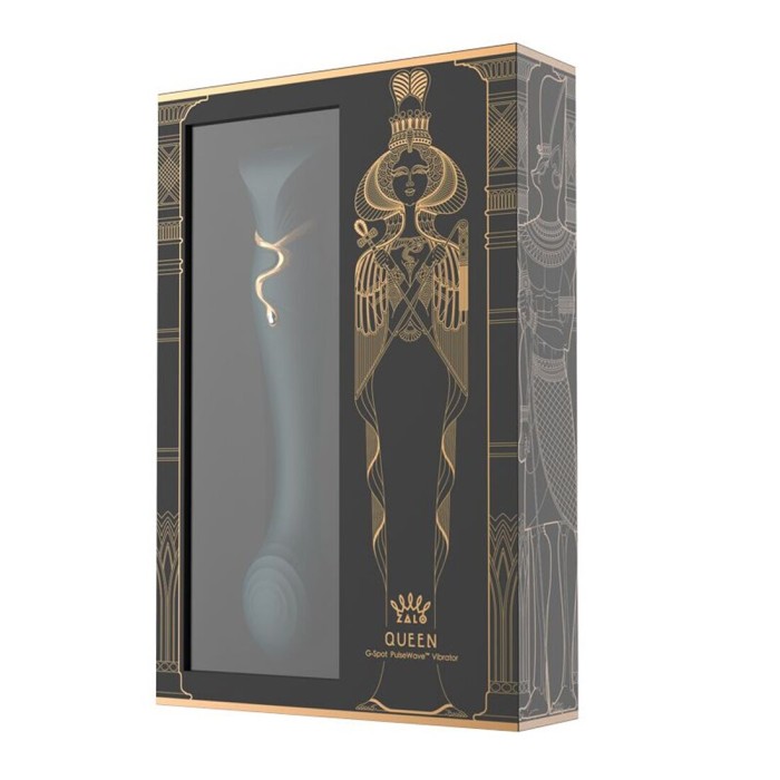 Смартвибратор 3в1 Zalo — Queen Set Jewel Green, пульсирующая жемчужина и вакуум, кристалл Swarovski