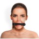 Кляп-палка на ремнях Art of Sex – Gag Stick Silicon, черный, натуральная кожа