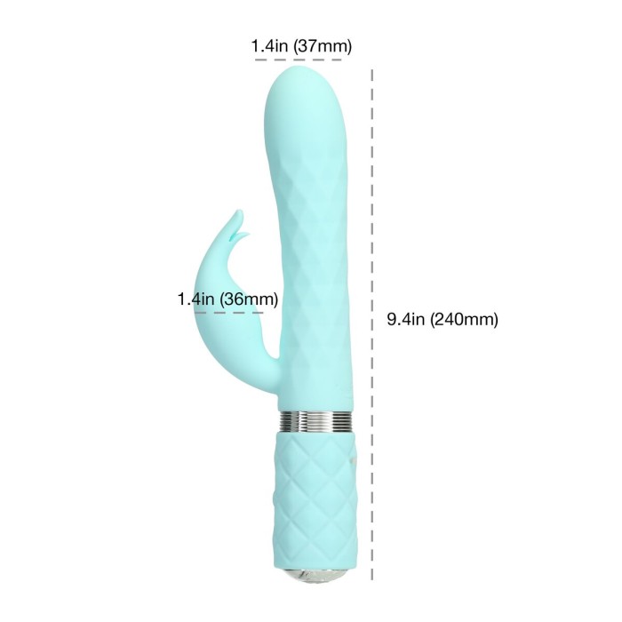Роскошный кролик с ротацией и вибрацией Pillow Talk Lively, Teal, кристалл Сваровски, тройной отрост