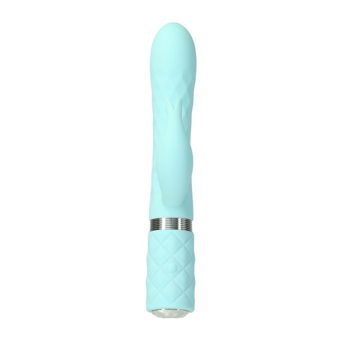 Роскошный кролик с ротацией и вибрацией Pillow Talk Lively, Teal, кристалл Сваровски, тройной отрост
