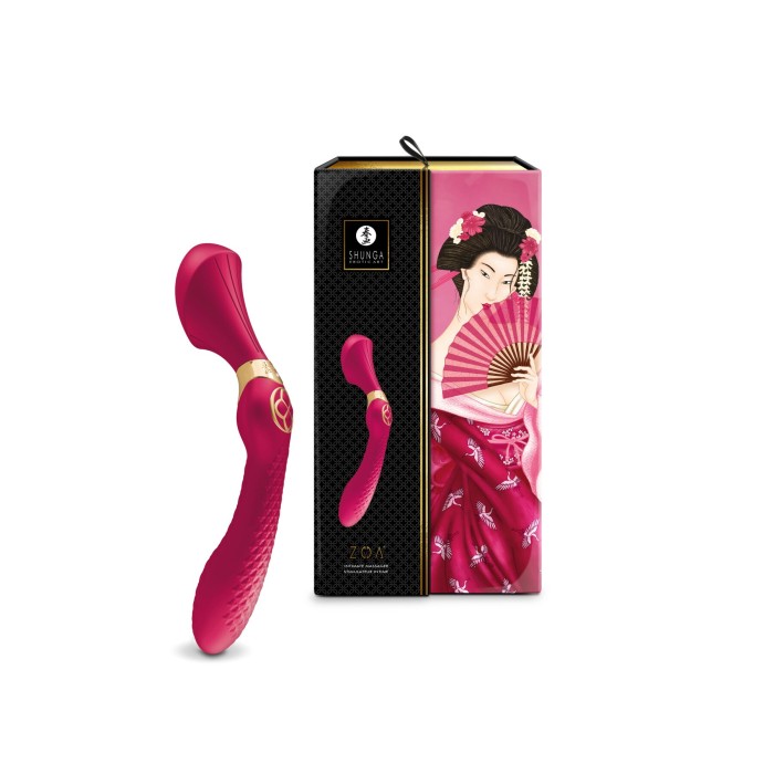 Вибромассажер Shunga Zoa Raspberry, двусторонний