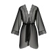 Пеньюар Passion AMBERLY PEIGNOIR 6XL/7XL, black, ажурные декольте и манжеты, широкие рукава